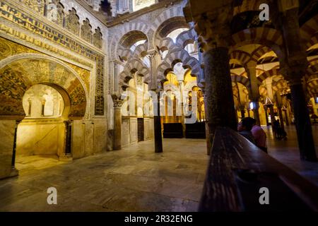 Maqsura y mihrab ,Mezquita-Catedral de Córdoba, Andalusia. Foto Stock