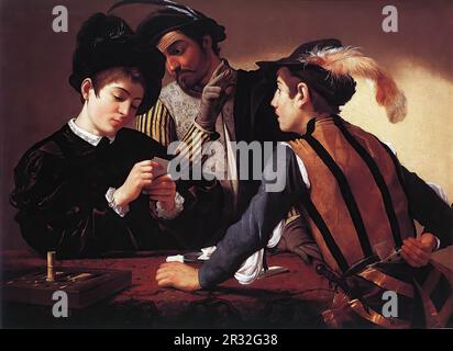 CARAVAGGIO (B. 1573, Caravaggio, d. 1610, Porto Ercole) i Cardsharps c. 1596 olio su tela, 90 x 112 cm i Cardsharps Foto Stock
