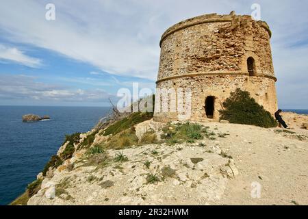 Torre de d'Aubarca, año 1751.Península de Llevant.Arta.Mallorca.Islas Baleares. España. Foto Stock
