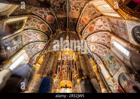 La Charola, siglo XII, antiguo oratorio romanico de los Templarios, inspirada en la Iglesia del santo sepultura,iglesia del convento de Cristo,año 1162, Tomar, Distrito de Santarem, Medio Tejo, regione centro, Portogallo, Europa. Foto Stock