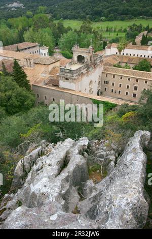 Santuario de LLuc, siglo XVII. Escorca.Sierra de Tramuntana.Mallorca.Islas Baleares. España. Foto Stock