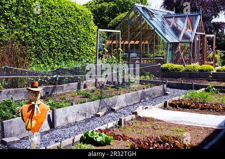 Orto in un giardino del villaggio aperto per beneficenza Foto Stock