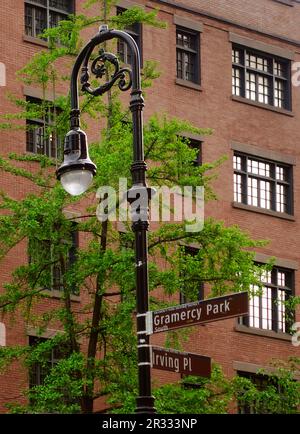 Indicazioni stradali per Gramercy Park e Irving Place a Manhattan New York Foto Stock