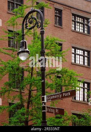 Indicazioni stradali per Gramercy Park e Irving Place a Manhattan New York Foto Stock