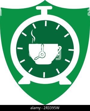 modello vettoriale di disegno del logo del tempo del caffè Illustrazione Vettoriale