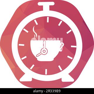 modello vettoriale di disegno del logo del tempo del caffè Illustrazione Vettoriale