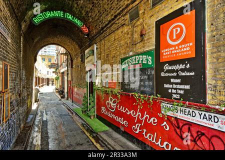 London Southwark Kings Head Yard e ristorante italiano Foto Stock