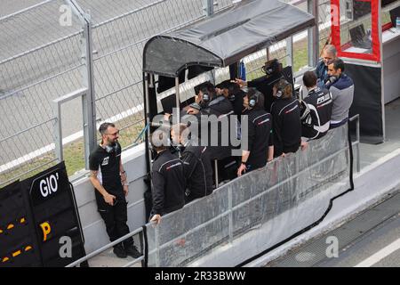 Monolite Racing team pit wall alla Formula Regional European Championship by Alpine 2023 gara al Circuit of Catalonia di Barcellona, Spagna 21/5/2023 Foto Stock