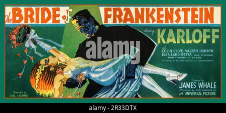 Vintage Movie Poster 1935 film Bride of Frankenstein. Con Boris Karloff, Colin Clive, Valerie Hobson, Elsa Lanchester. Diretto da James Whale. Un Universal Studios Picture, Hollywood USA Foto Stock