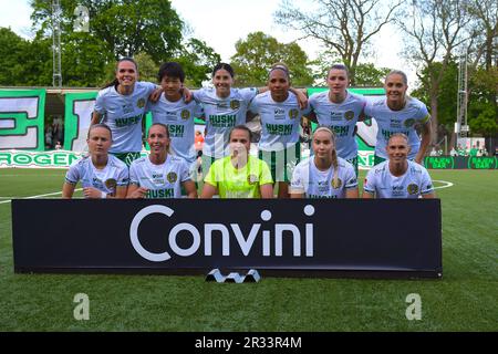 Stoccolma, Svezia. 22nd maggio, 2023. Stoccolma, Svezia, maggio 22nd 2023: Foto della squadra Hammarby IF FF davanti al gioco nella Lega svedese OBOS Damallsvenskan il 22nd 2023 maggio tra Hammarby IF e FC Rosengard a Hammarby IP a Stoccolma Svezia (Peter Sonander/SPP) Credit: SPP Sport Press Photo. /Alamy Live News Foto Stock