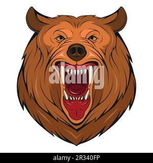 Orso arrabbiato. Illustrazione vettoriale di un grizzly. Orso ruggente Illustrazione Vettoriale