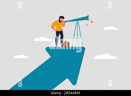 Nuove opportunità di business, previsioni di mercato e ricavi aziendali. Analisi aziendale e crescita professionale delle persone. Previsione degli utili nel business. Con Illustrazione Vettoriale