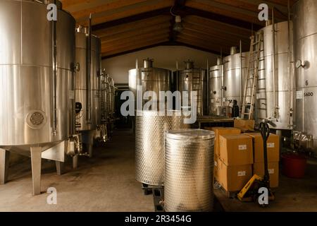 Azienda vinicola Mesquida Mora, Pla i Llevant Denominazione di origine, Porreres, Maiorca, Isole Baleari, Spagna. Foto Stock