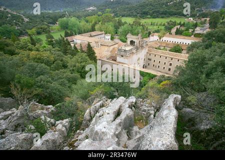 Santuario de LLuc, siglo XVII. Escorca.Sierra de Tramuntana.Mallorca.Islas Baleares. España. Foto Stock