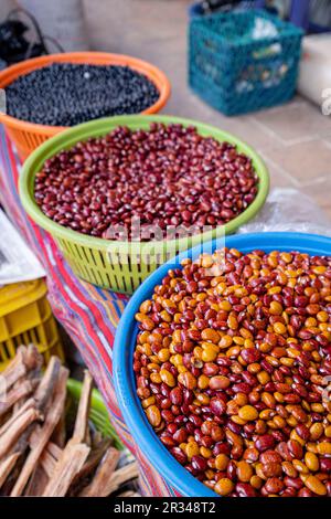 Semillas de cafe, , mercado, Chichicastenango, Quiché, Guatemala, America centrale. Foto Stock