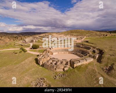 Anfiteatro de Segóbriga, parque Arqueológico de Segóbriga, Saelices, Cuenca, Castilla-La Mancha, in Spagna. Foto Stock