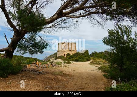 Torre de d'Aubarca, año 1751.Península de Llevant.Arta.Mallorca.Islas Baleares. España. Foto Stock