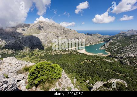 Serbatoio di Gorg Blau e Puig Major, la più alta dell'isola di Mallorca punto, 1445 metri sopra il livello del mare, Sierra de Tramuntana, comune di Escorca,Maiorca, isole Baleari, Spagna, Europa. Foto Stock