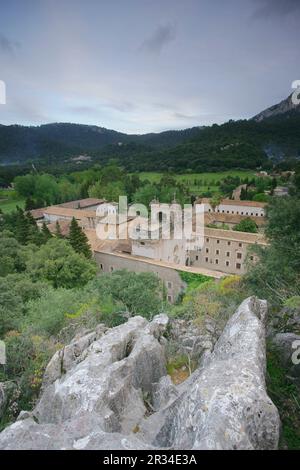 Santuario de LLuc, siglo XVII. Escorca.Sierra de Tramuntana.Mallorca.Islas Baleares. España. Foto Stock