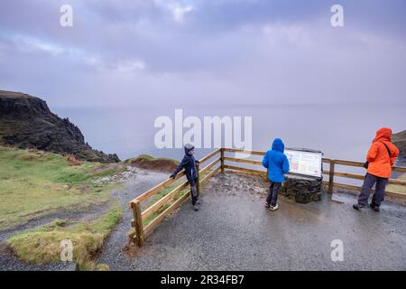 Mirador, un Cailc, Diatomita, minería, Trotternish, altopiani, Escocia, Reino Unido. Foto Stock