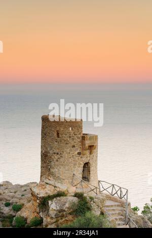 Torre des Verger (s.XVI).Banyalbufar.Sierra de Tramuntana.Mallorca.Islas Baleares. España. Foto Stock