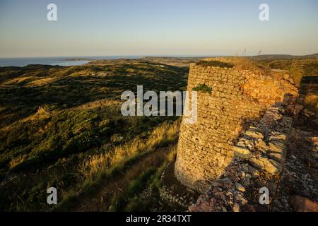 Castillo de Santa Águeda - Inviato Agaiz- , antes de 1232, término Municipal de Ferrerías, Menorca, Islas Baleares, España, Europa. Foto Stock