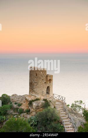 Torre des Verger (s.XVI).Banyalbufar.Sierra de Tramuntana.Mallorca.Islas Baleares. España. Foto Stock