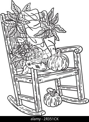 Thanksgiving Chair in Porch Adulti isolati Illustrazione Vettoriale