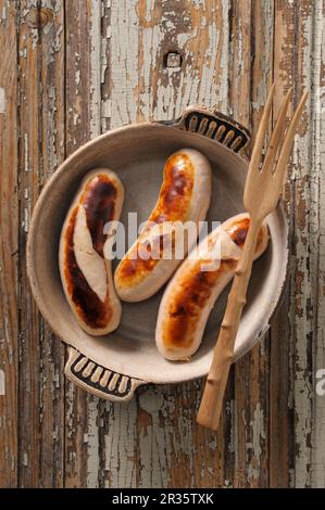 Boudin blanc (francese salsiccia bianca) Foto Stock