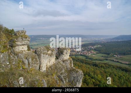 Il Walberla è un'attrezzatura di scarpata della svizzera frankese, in Germania, in baviera Foto Stock