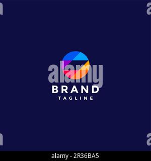 Logo Circle con motivo a rombo colorato. Logo lettera o con motivi a mosaico colorati. Illustrazione Vettoriale