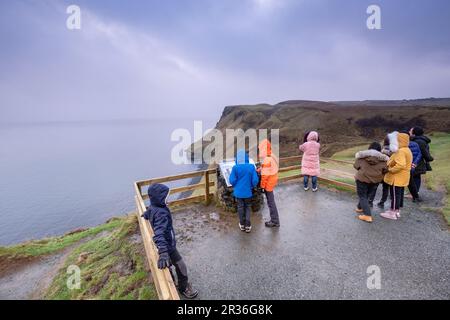 Mirador, un Cailc, Diatomita, minería, Trotternish, altopiani, Escocia, Reino Unido. Foto Stock