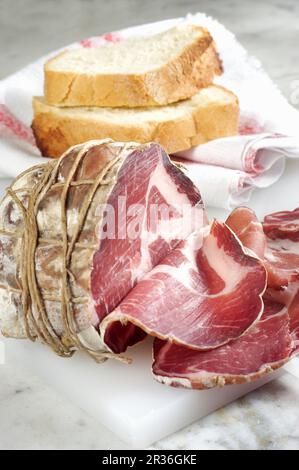 Coppa di Parma (prosciutto tradizionale di Parma, Italia) Foto Stock