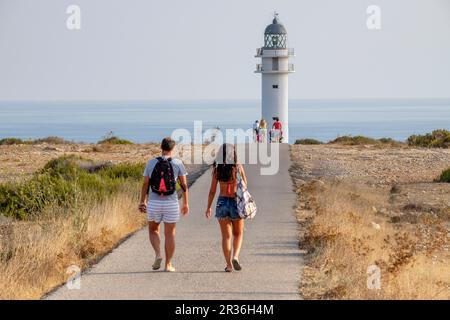 Faro di Capo Barbary, Formentera, isole baleari, Spagna. Foto Stock