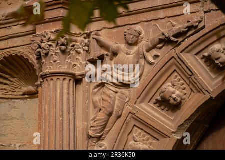 Fachada, Iglesia de San Esteban, Murillo de Rio Leza, La Rioja , Spagna, Europa. Foto Stock