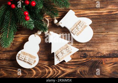 In legno decorazioni di Natale Foto Stock