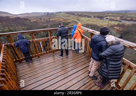 Mirador, un Cailc, Diatomita, minería, Trotternish, altopiani, Escocia, Reino Unido. Foto Stock