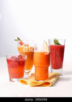 Vari frullati di frutta Foto Stock
