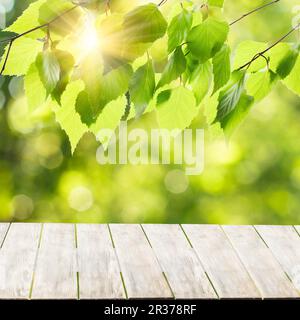 Tavolo in legno o terrazza in legno Foto Stock