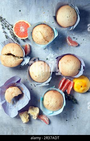 Muffin all'olio d'oliva con timo e arance Foto Stock