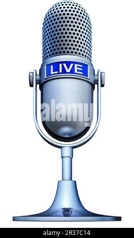 Rendering 3D ad alta risoluzione di un microfono con un'icona live Foto Stock