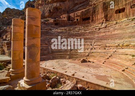 Anfiteatro, Petra, Giordania Foto Stock