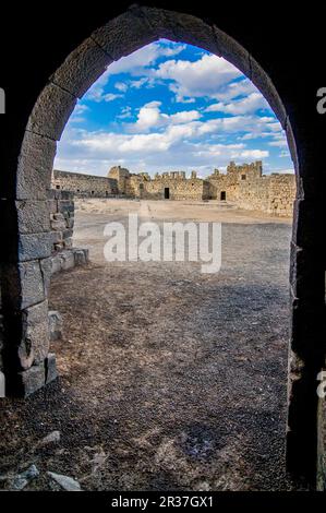 Imponente fortezza a Qasr al-Azraq, Giordania Foto Stock