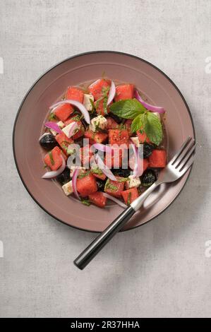 Insalata greca con il formaggio feta Foto Stock