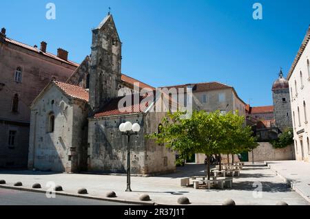 Città vecchia, Trogir, Spalato-Dalmazia, Croazia, TRAU, Chiesa di San Giovanni Battista Foto Stock