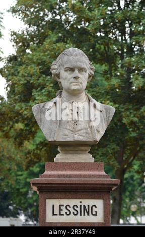 Monumento, Gotthold Ephraim Lessing, Obermain-Anlage, Francoforte sul meno, Assia, Germania Foto Stock