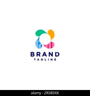 Design semplice e colorato con logo Propeller. Design colorato con logo a elica rotante con un cerchio bianco al centro. Illustrazione Vettoriale