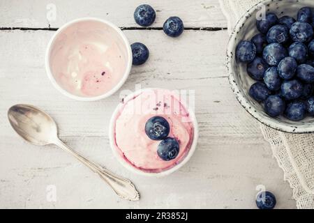 Yogurt gelato al mirtillo Foto Stock