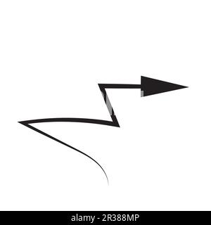 Freccia simbolo insieme di doodle o schizzo contorno di cerchio, curva, scorrere verso l'alto, linea nera, freccia piatta icona elementi disegnati a mano per il disegno grafico illustrati Foto Stock