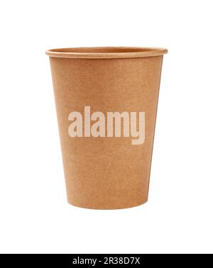 Uno marrone carta pergamena tazza di caffè isolato Foto Stock